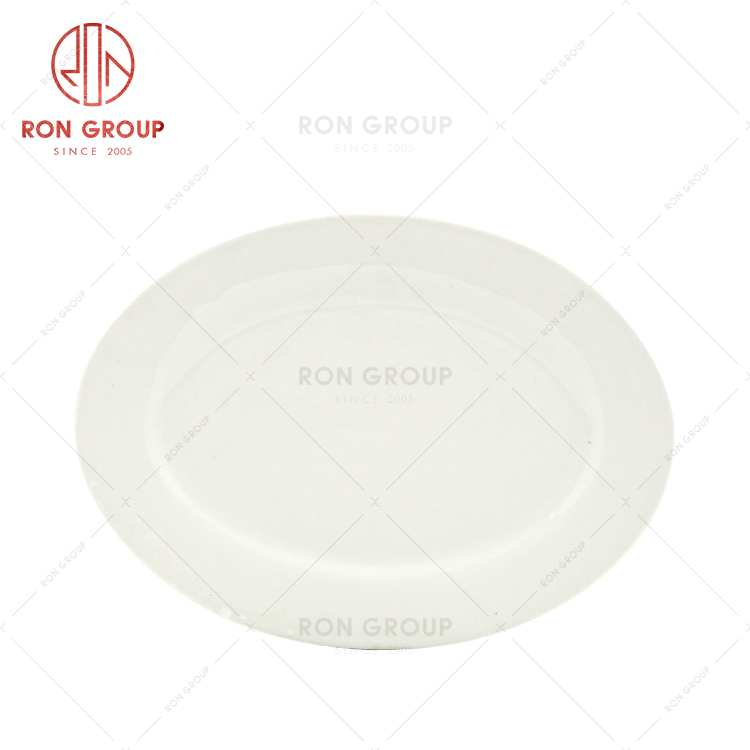 Elegant style hotel event gift restaurant custom logo tableware white ceramic fish plate