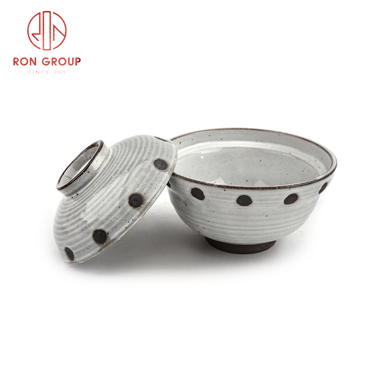 Wholesale manufacturer Japanese style ceramic tureen bowl with lid ceramic rice soup bowl