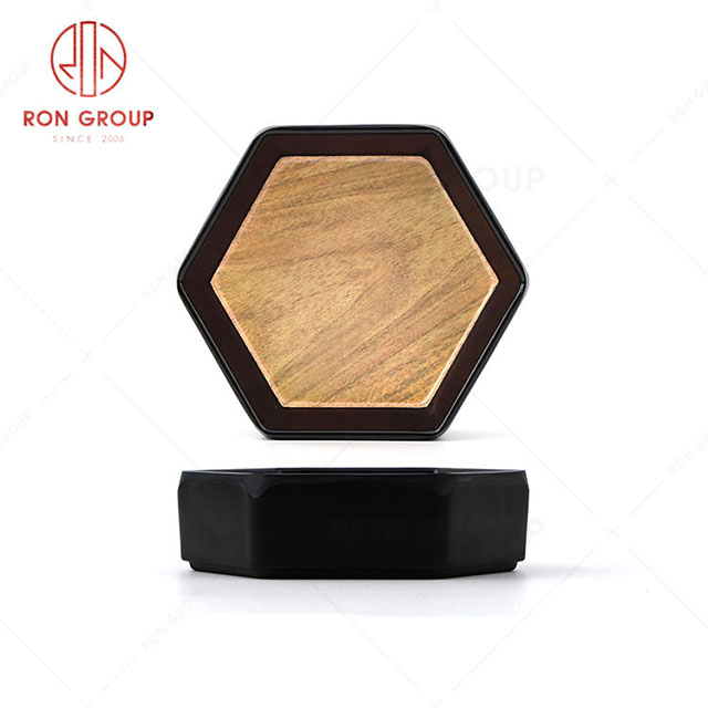 RN0039M00056 Hot Sale High Quality Durable Brown Wood Grain Melamine Hexagonal Plate