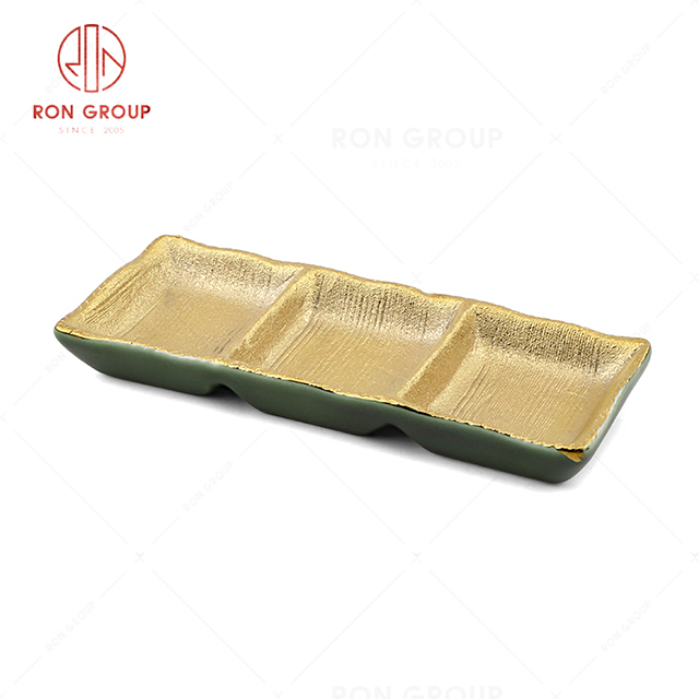 RN0660P00672 Wholesale High Quality Golden Forest Series  Three Lattice Plate