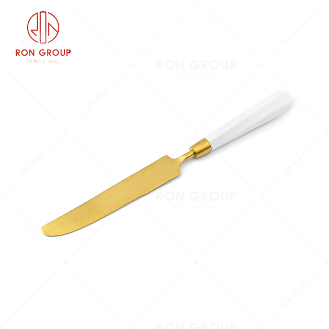 RN0068E00845 Unique Design Exquisite Durable Golden Diamond Handle Stainless Steel Table Knife