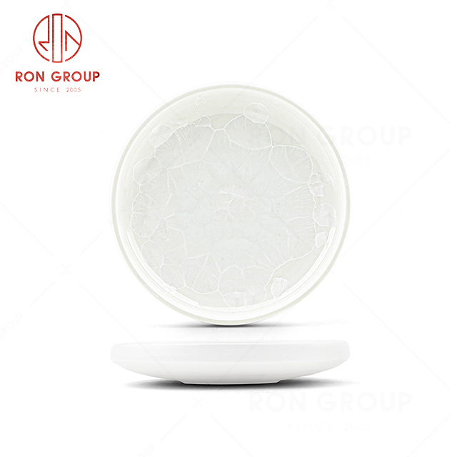 RN0660P00608 Wholesale Unique Design Snow Crystal Series White Ceramic  Round Plate