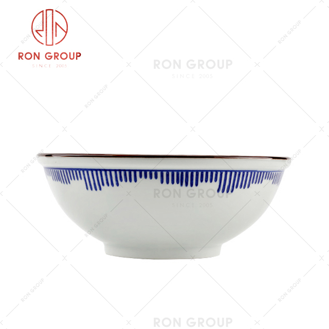 Factory direct selling thickened restaurant tableware ceramic blue line bowl