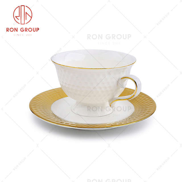Unique design hotel reception tableware restaurant activity coffee tea cup with plate