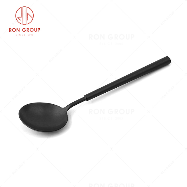 RN0178E00137 Hot Sale High Quality Exquisite Black Stainless Steel Barton Series-- Soup Spoon