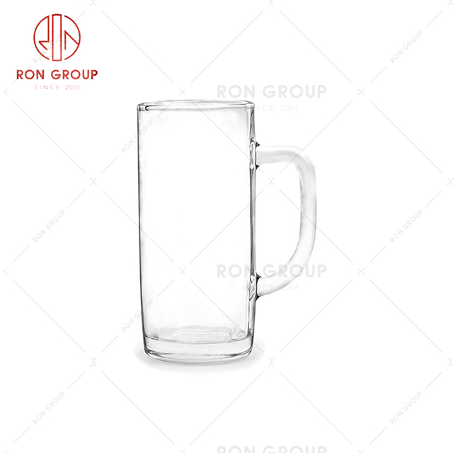 Korean restaurant drink ware high quality low price glass beer cup with handle