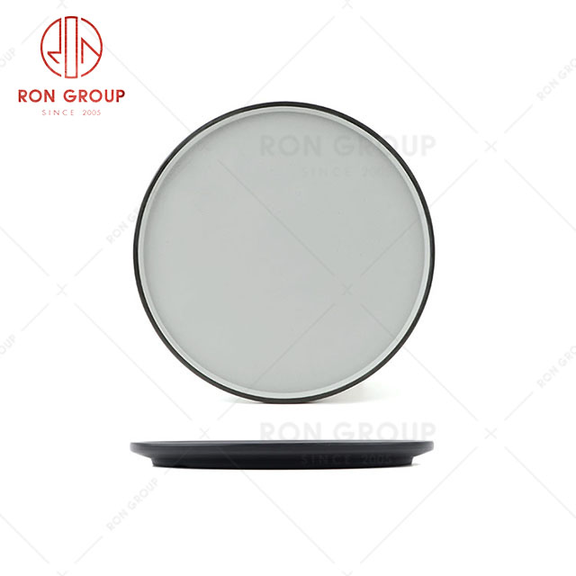 RN0011M02369-372  Wholesale High Quality Durable Rock Grey Melamine Round Plate