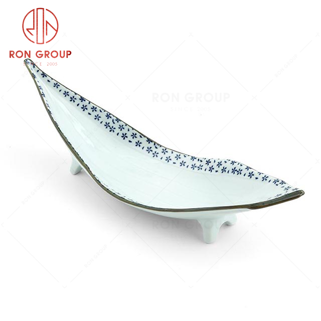 RNPS097FX Wholesale High Quality Elegant Ceramic Willow Leaf Dish