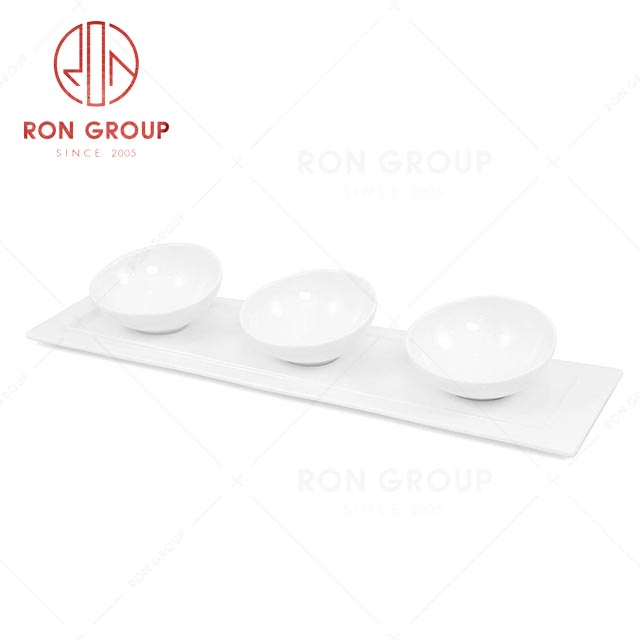 RN0037P06821-22 Wholesale High Quality Classic White Porcelain Snack Bowl and Snack Plate