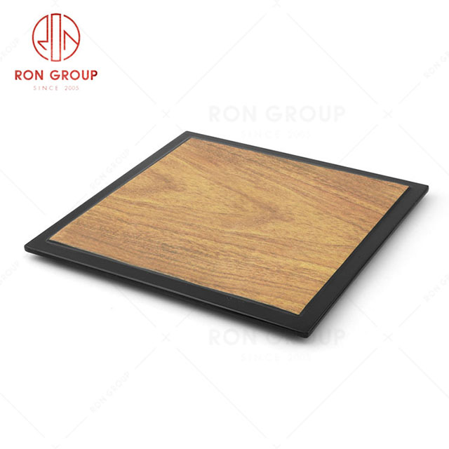RN0039M00077-79 Hot Sale High Quality Durable Brown Wood Grain Melamine Square Plate  
