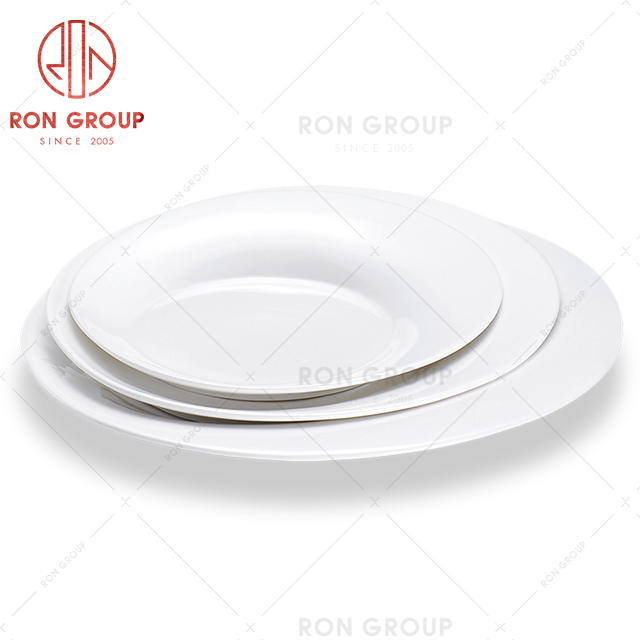 Chinese white porcelain plates simple ceramic restaurant hotel dinner plate