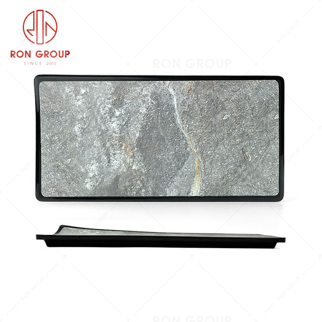 RN0039M00041-42  Hot Sale High Quality Durable Grey Stone Grain Melamine Rectangular Plate