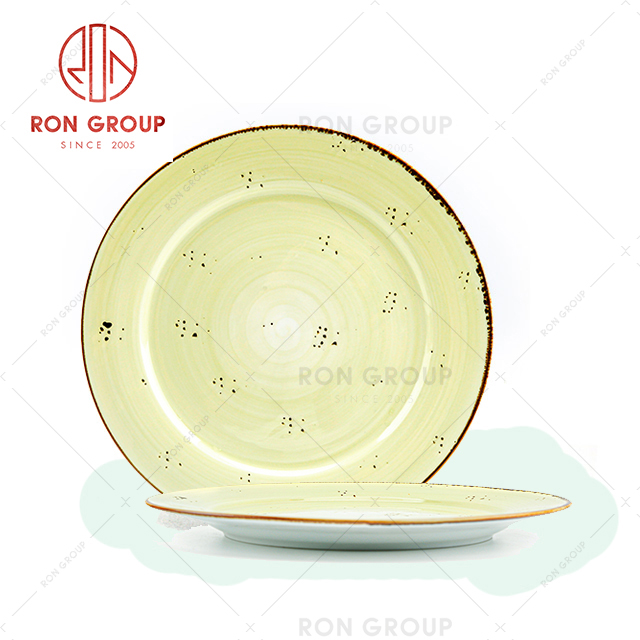 Commercial Round Plates For Restaurant yellow Dinner Set