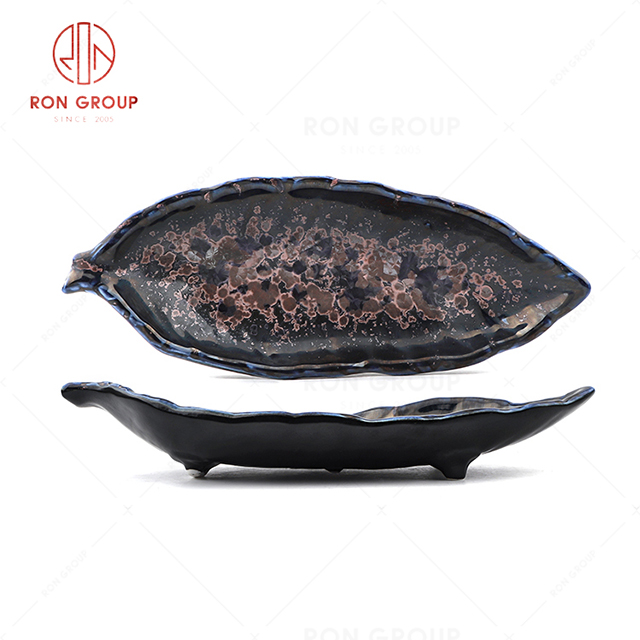 RN0660P00311 Wholesale Unique Design Blue Agate Series Leaf Plate