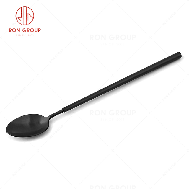 RN0178E00129 Hot Sale High Quality Exquisite Black Stainless Steel Barton Series-- Ice Tea Spoon