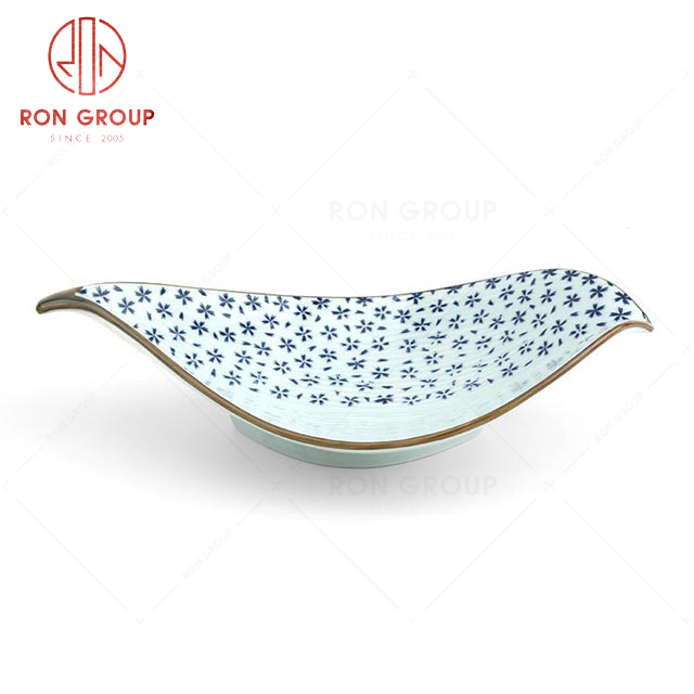 RNPS082FX Hot Selling High Quality Elegant Porcelain Bamboo Leaf Plate