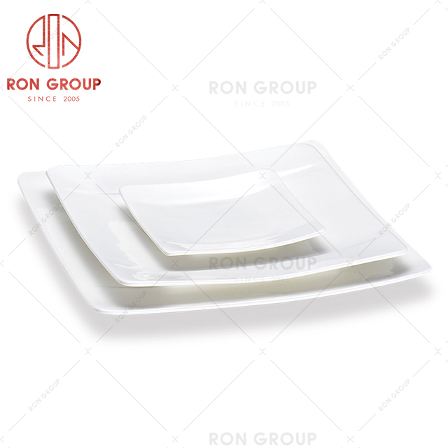 Fast food restaurants equipped small medium tableware square hotel large white ceramic plate