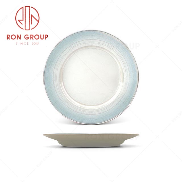 RN0041P01381   Wholesale High Quality Exquisite Blue Coarse Ceramic Round Plate