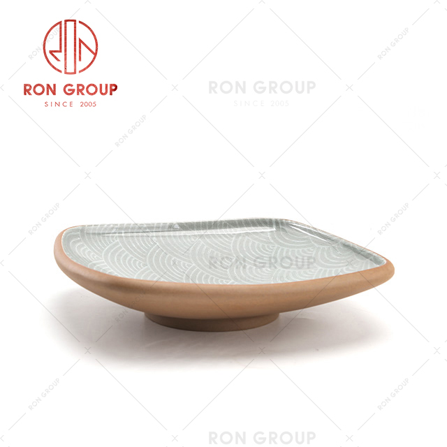 Free sample ceramic plates dinnerware unique shape oyster plate for restaurant