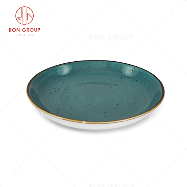 RN0037P03444-50-56 Wholesale Chip Proof Porcelain Midnight Blue Round Meal Plate
