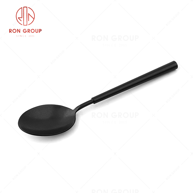 RN0178E00140 Hot Sale High Quality Exquisite Black Stainless Steel Barton Series-- Dessert Spoon