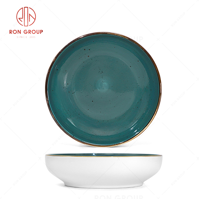 RN0037P03270-76 Wholesale Chip Proof  Porcelain Midnight Blue Soup Plate 