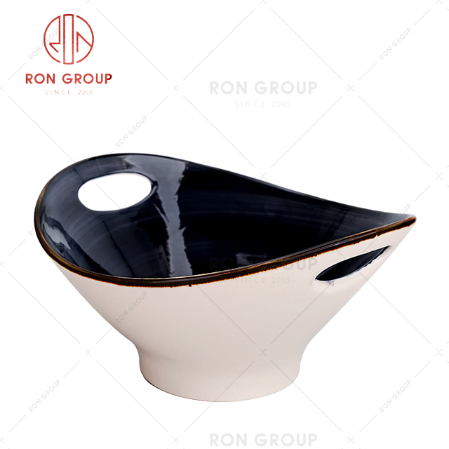 Dinnerware wholesale ceramic restaurant hotel Buffet black deep bowl