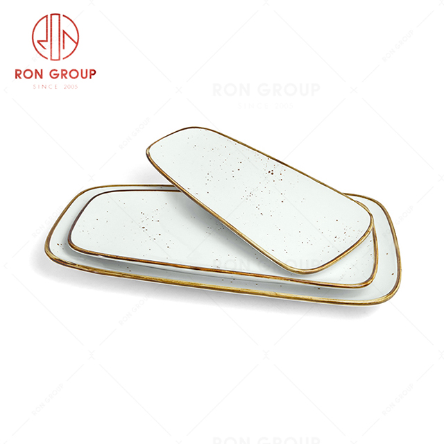 RonGroup New Color Chip Proof  Collection Misty White Bule -  Bread Shape  Plate 