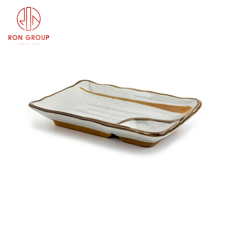 Customized restaurant hotel supplies Asian style dinnerware set ceramic lattice plate