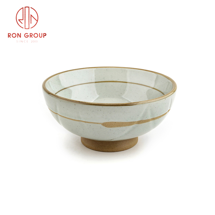 Cheap price Japanese Korean style ceramic high feet bowl for restaurant Asian style dinnerware set