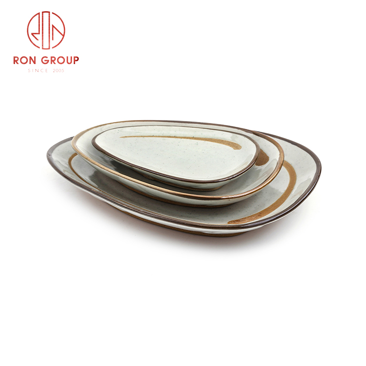 Wholesale manufacturer Japanese Korean style ceramic seed plate Asian style dinnerware set