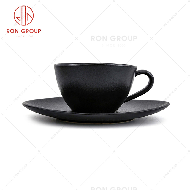 Irregular design pure black classic series restaurant afternoon tea buffet beverage milk coffee cup