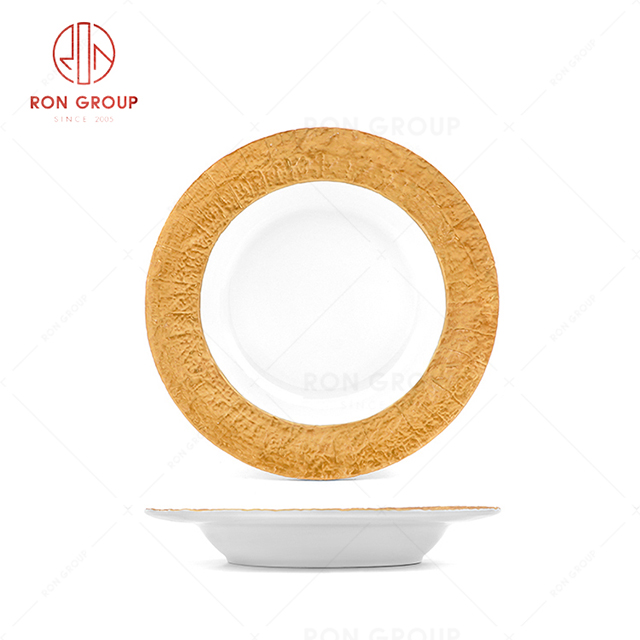 RN0660P00028  Hot Sale High Quality Ceramic Stone Pattern Round Soup Plate