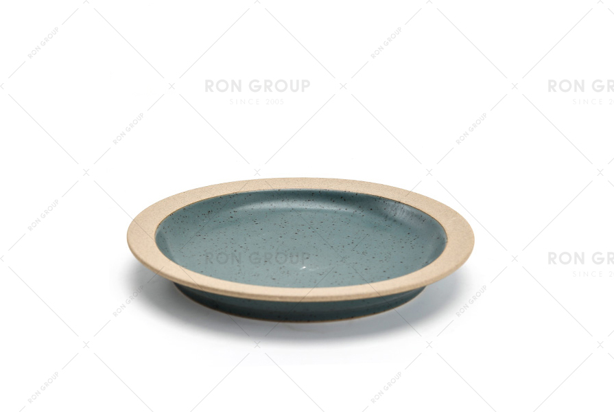 Round shape blue ceramic plates dishes plates ceramic dinner dinnerware set salad plate