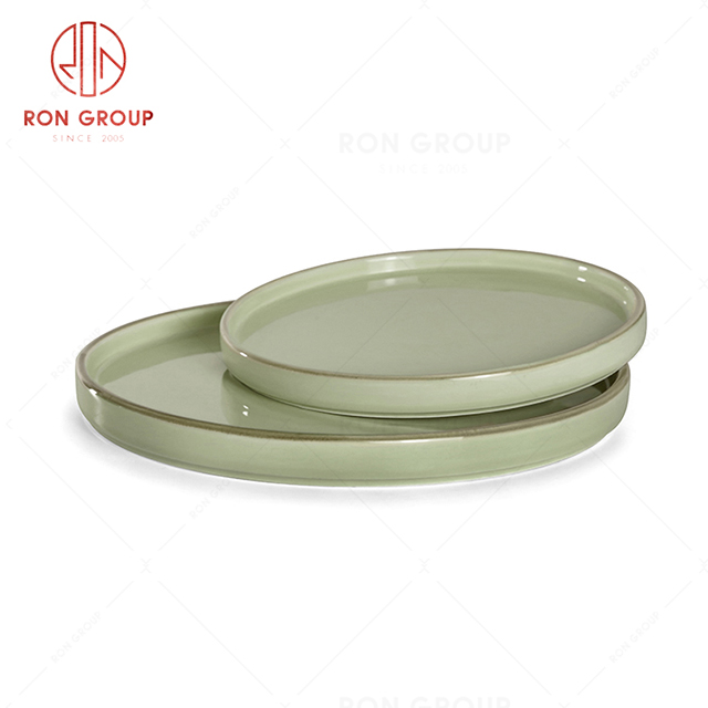 RonGroup New Color Morandi Chip Proof Porcelain  Collection - Ceramic Dinnerware Round Plate