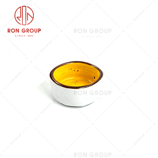 customized logo Ginger enamel tableware round bone china dinnerware ceramic sauce cup