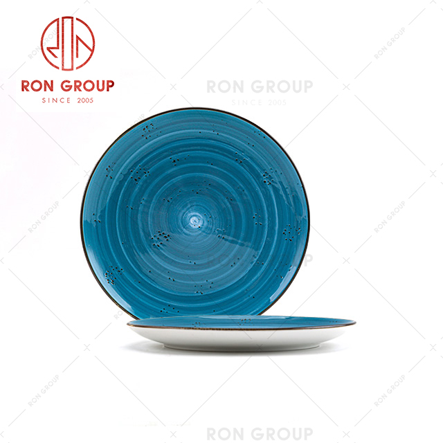 Wholesale Round Ocean Blue Restaurant Plates Dinner