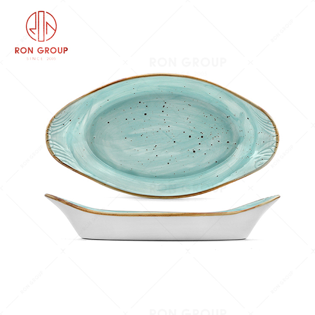 RN0037P08277 Wholesale High Quality  Exquisite  Chip Proof  Sky Blue Boat Plate