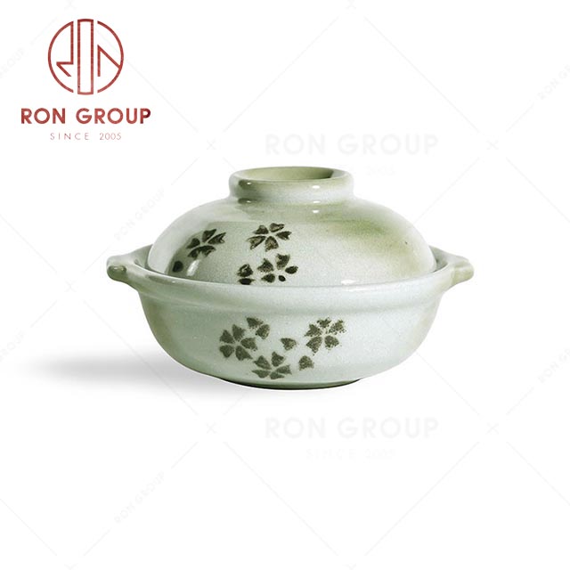 RN0039P02673 Hot Selling Unique Design Sakura Green Porcelain Pot