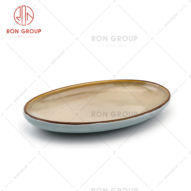 American style cheap price high quality bulk ceramic oval dessert plate