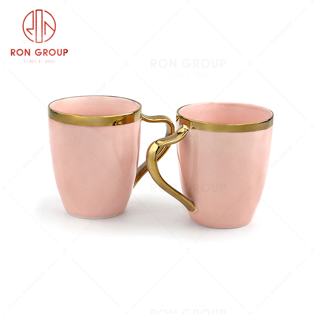 Light luxury style phnom penh design restaurant tableware cafe solid color elegant milk tea mug