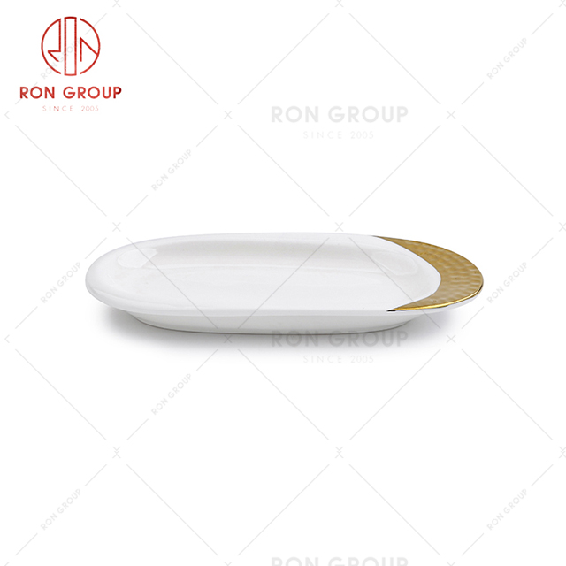 Strip shaped Hotel movable tableware restaurant movable snacks dim sum fruit towel plate
