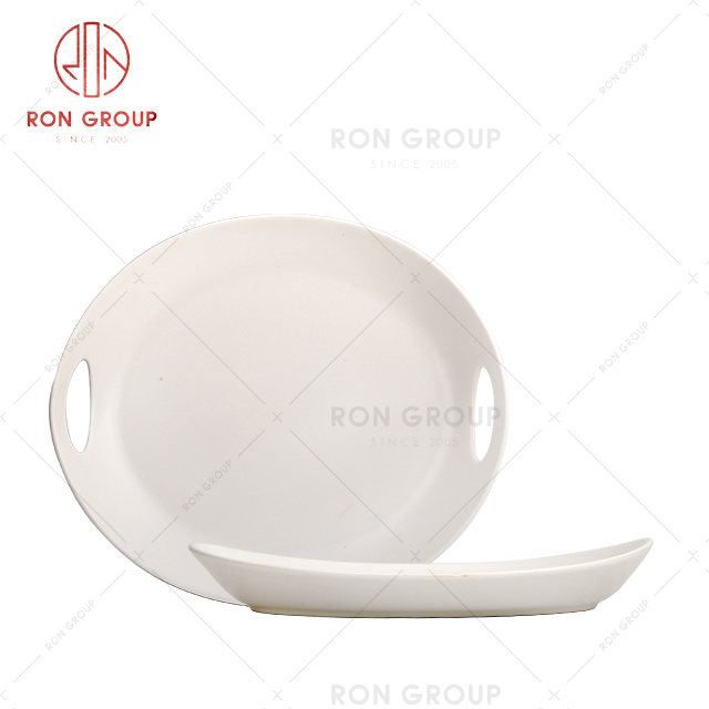 Hotel Restaurant Supply Catering Dipping Porcelain White with handle flat plate