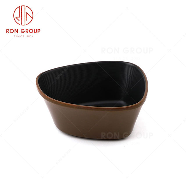 RN0011M02273-274  Hot Sale Unique Design Brown and Black  Series Melamine Bowl