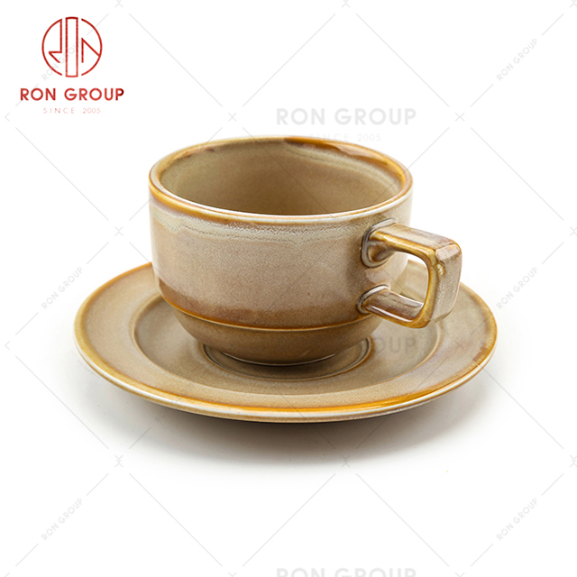 Classic hotel afternoon tea cup set restaurant dinnerware cafe tea coffee cup with plate