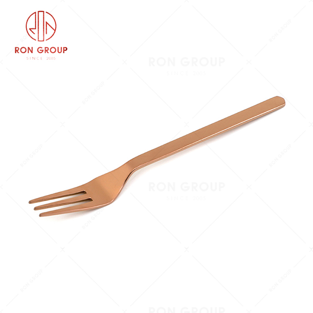 RN0178E00453 Hot Sale High Quality Rose Gold Stainless Steel Cutlery Arthur Series--  Three-toothed Fork