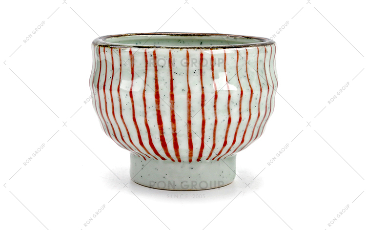 Red stripe retro style restaurant cup high-quality ceramic fired hotel water tea cup