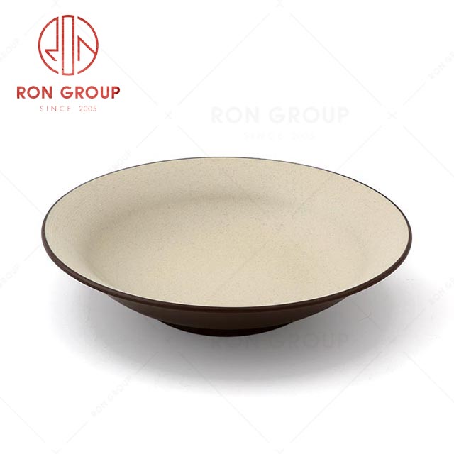 RN0011M02081-082  Wholesale Durable Terracotta Brown Series Melamine Round Plate