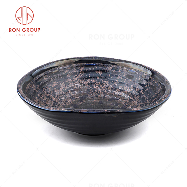 RN0660P00276 Hot Selling Unique Design Blue Agate Ceramic Threaded Bowl