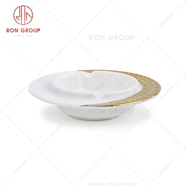Raised thickened hotel accessories restaurant banquet gold-plated ashtray